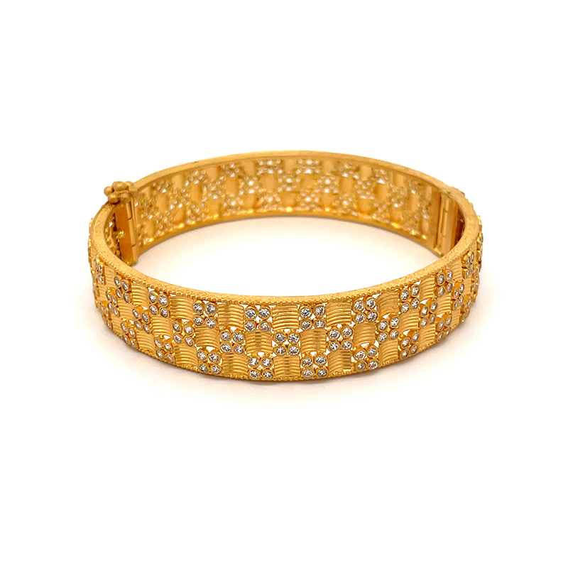 22K Yellow White Gold Patterned Bangles